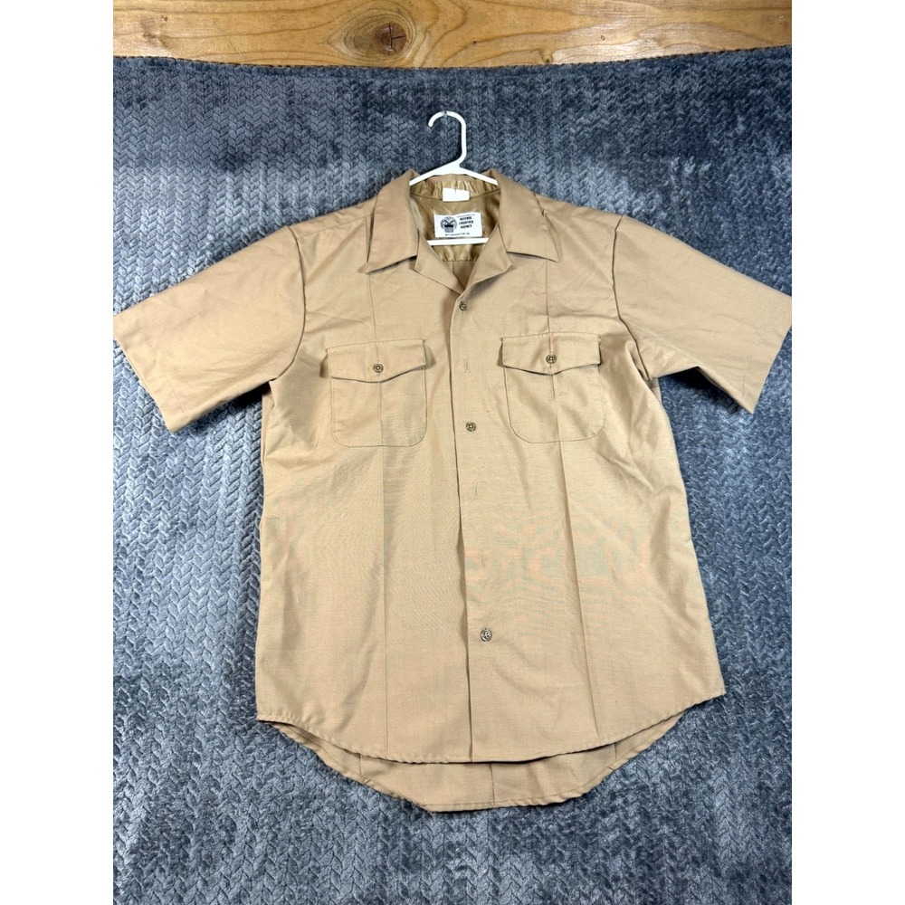 Creighton AB US Military Service Shirt Men Large Tan Khaki Athletic Camp Collar